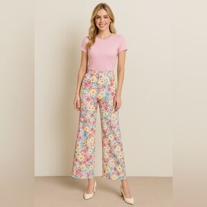 YLW 100 Percent Cotton Floral Wide-Leg Pants – Size S – NWT